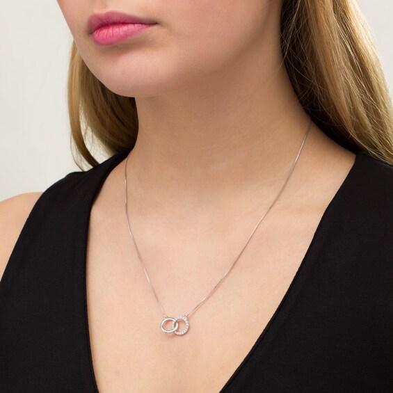1/8 CT. T.w. Diamond Interlocking Circles Necklace in Sterling Silver