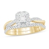 Thumbnail Image 1 of 1/2 CT. T.W. Emerald-Cut Diamond Frame Twist Shank Bridal Set in 10K Gold