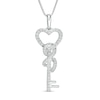 Thumbnail Image 1 of 1/4 CT. T.W. Diamond Heart-Top Key with Infinity Ribbon Pendant in Sterling Silver