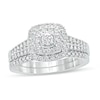 Thumbnail Image 1 of 5/8 CT. T.W. Diamond Cushion Frame Split Shank Bridal Set in 10K White Gold