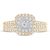 Thumbnail Image 3 of 5/8 CT. T.W. Diamond Double Cushion Frame Multi-Row Bridal Set in 10K Gold