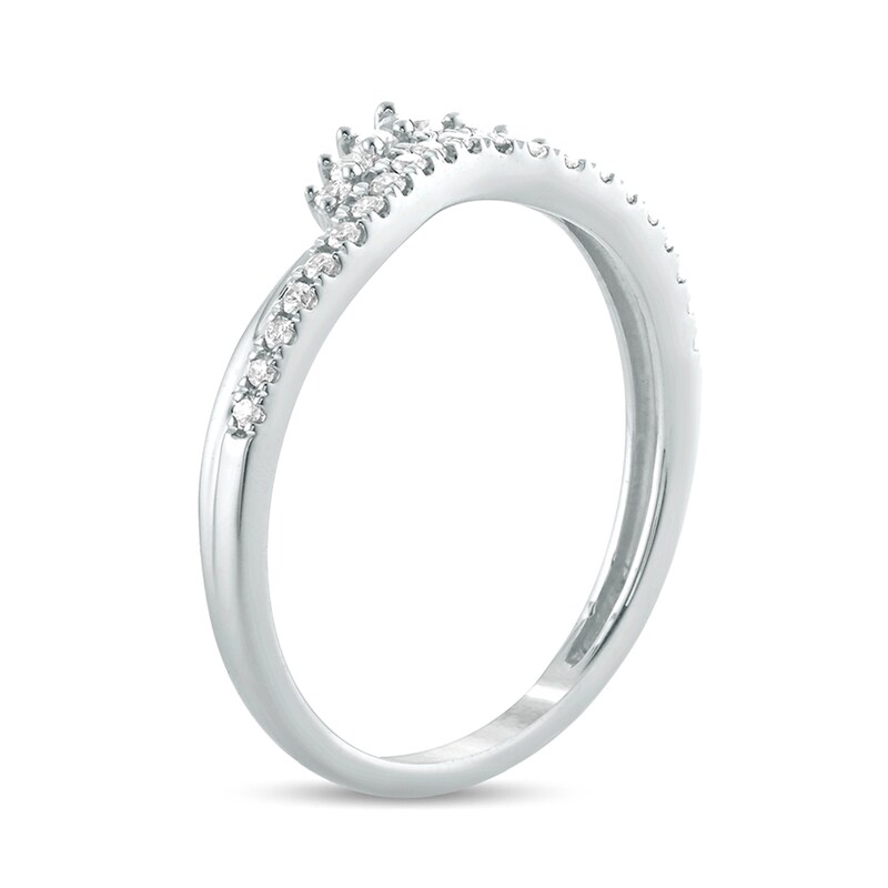 Main Image 2 of 1/5 CT. T.W. Diamond Crown Contour Wedding Band in 10K White Gold