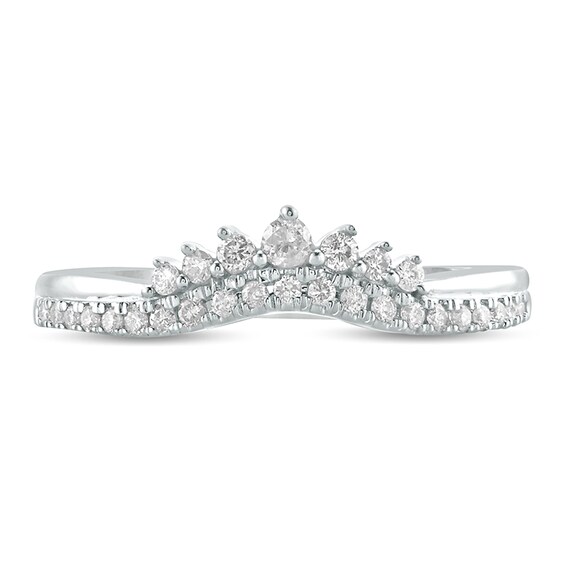 1/5 CT. T.w. Diamond Crown Contour Wedding Band in 10K White Gold