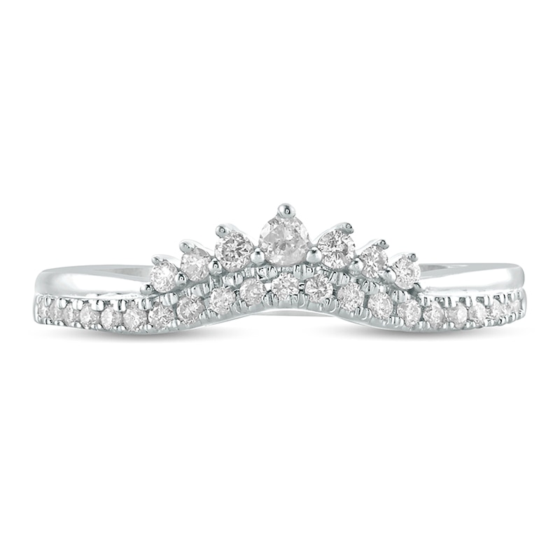Main Image 3 of 1/5 CT. T.W. Diamond Crown Contour Wedding Band in 10K White Gold