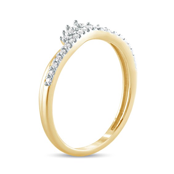 1/5 CT. T.w. Diamond Crown Contour Wedding Band in 10K Gold
