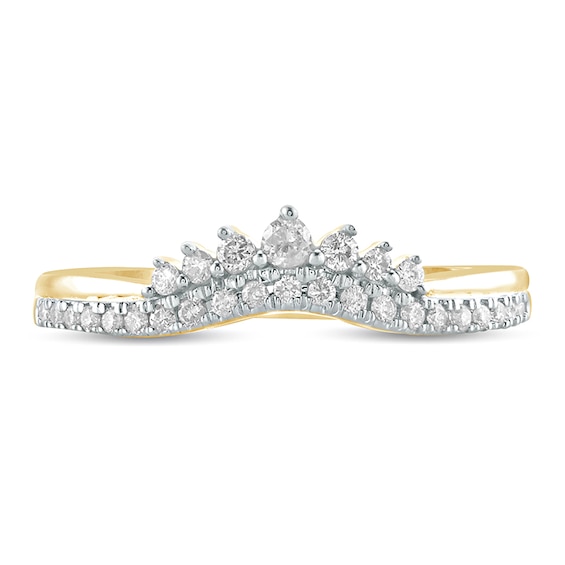 1/5 CT. T.w. Diamond Crown Contour Wedding Band in 10K Gold