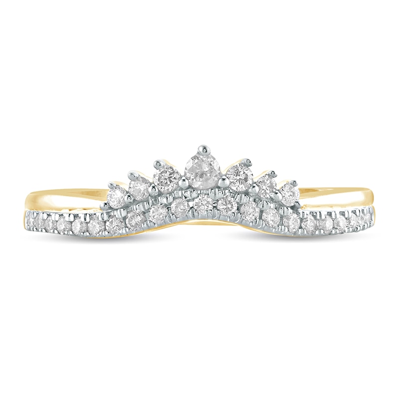 Main Image 3 of 1/5 CT. T.W. Diamond Crown Contour Wedding Band in 10K Gold