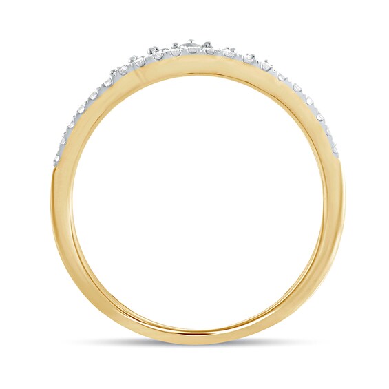 1/5 CT. T.w. Diamond Crown Contour Wedding Band in 10K Gold