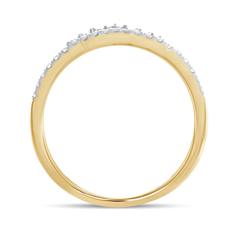 Main Image 4 of 1/5 CT. T.W. Diamond Crown Contour Wedding Band in 10K Gold
