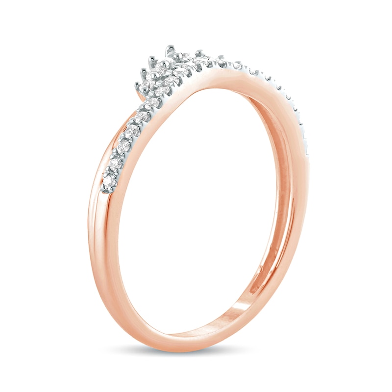 Main Image 2 of 1/5 CT. T.W. Diamond Crown Contour Wedding Band in 10K Rose Gold