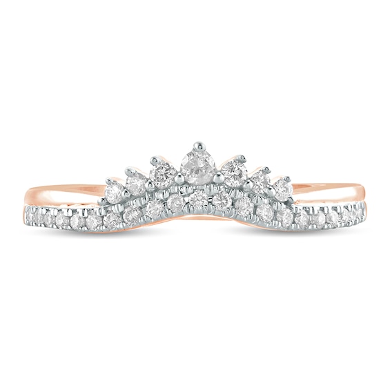 1/5 CT. T.w. Diamond Crown Contour Wedding Band in 10K Rose Gold