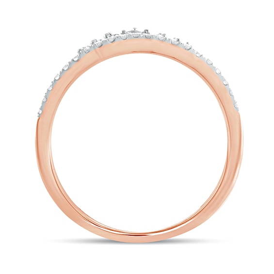 1/5 CT. T.w. Diamond Crown Contour Wedding Band in 10K Rose Gold