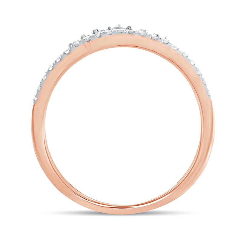 Main Image 4 of 1/5 CT. T.W. Diamond Crown Contour Wedding Band in 10K Rose Gold
