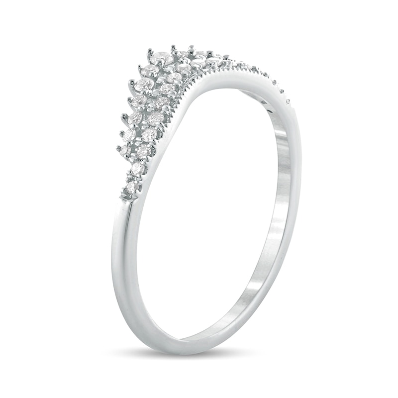 Main Image 2 of 1/5 CT. T.W. Diamond Crown Contour Vintage-Style Anniversary Band in 10K White Gold