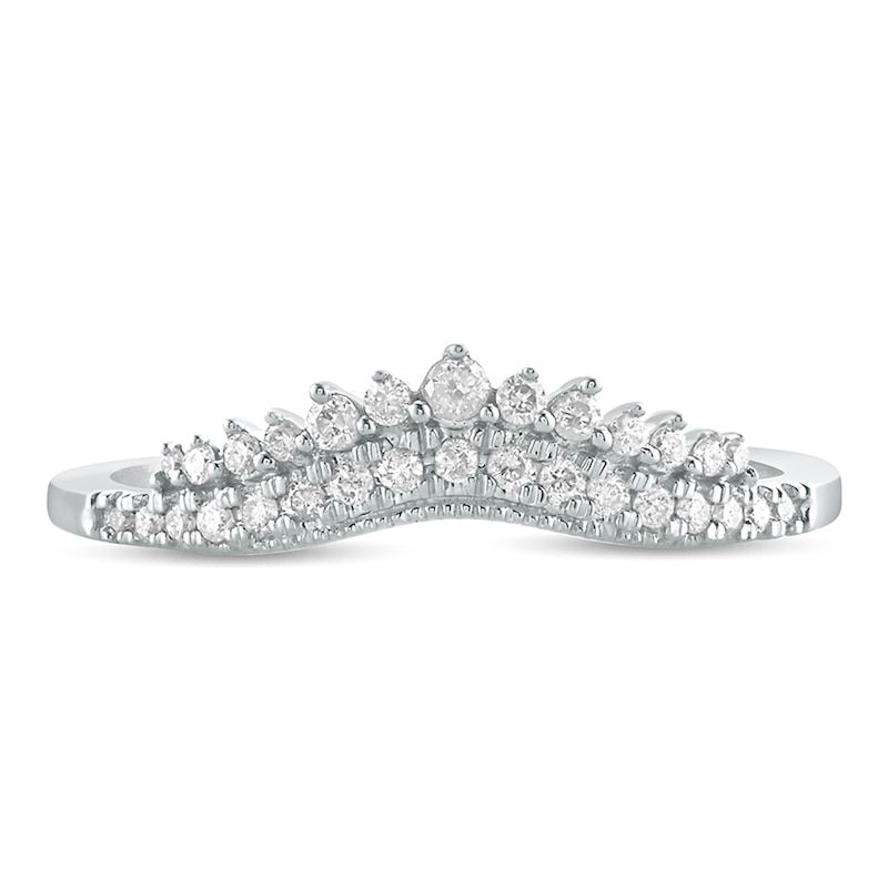 Main Image 3 of 1/5 CT. T.W. Diamond Crown Contour Vintage-Style Anniversary Band in 10K White Gold