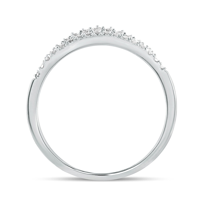 Main Image 4 of 1/5 CT. T.W. Diamond Crown Contour Vintage-Style Anniversary Band in 10K White Gold