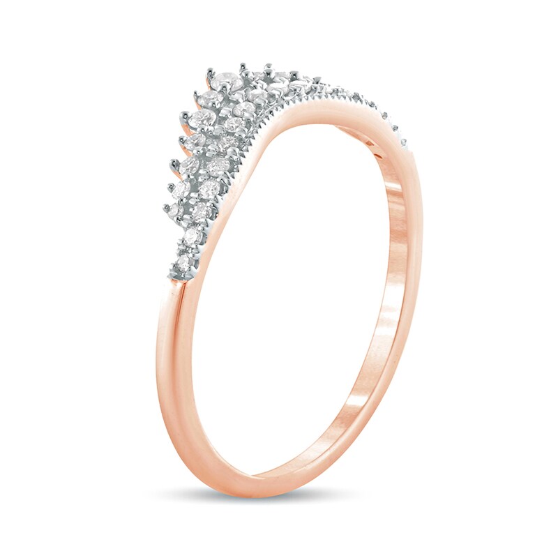 Main Image 2 of 1/5 CT. T.W. Diamond Crown Contour Vintage-Style Anniversary Band in 10K Rose Gold