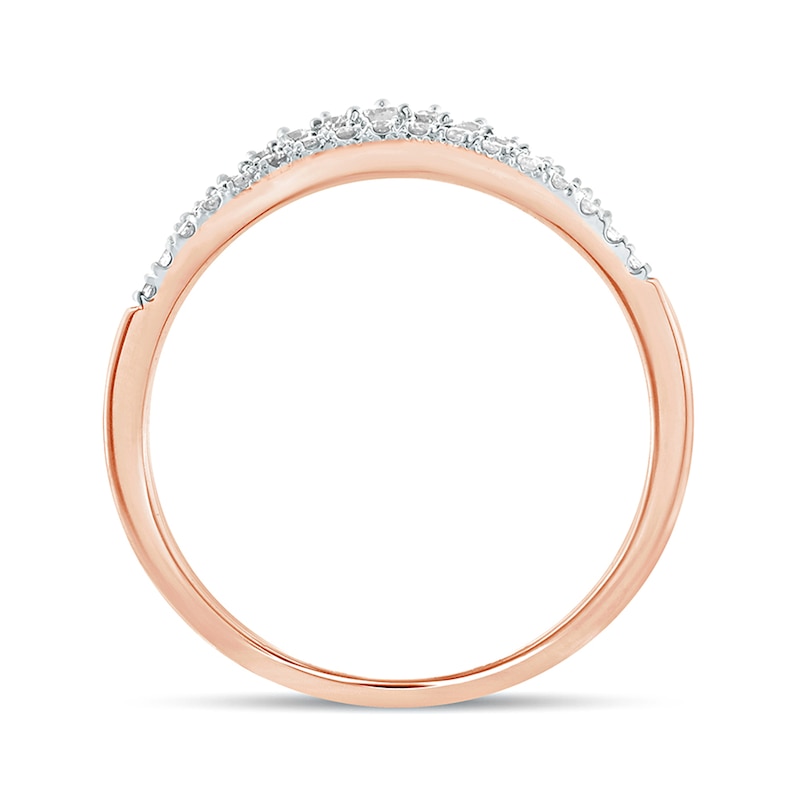 Main Image 4 of 1/5 CT. T.W. Diamond Crown Contour Vintage-Style Anniversary Band in 10K Rose Gold