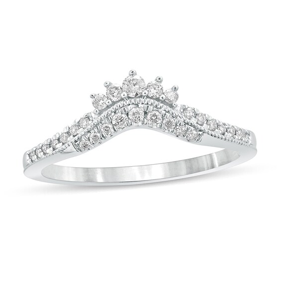 1/5 CT. T.w. Diamond Tiara Contour Vintage-Style Wedding Band in 10K White Gold