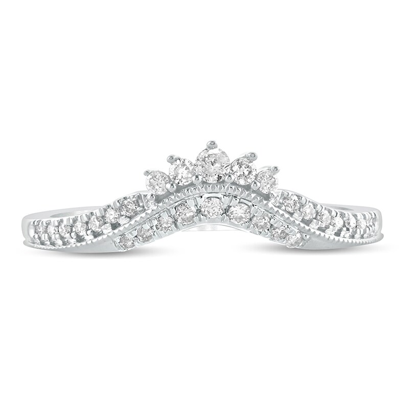 Main Image 2 of 1/5 CT. T.W. Diamond Tiara Contour Vintage-Style Wedding Band in 10K White Gold