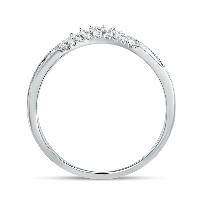 Main Image 3 of 1/5 CT. T.W. Diamond Tiara Contour Vintage-Style Wedding Band in 10K White Gold
