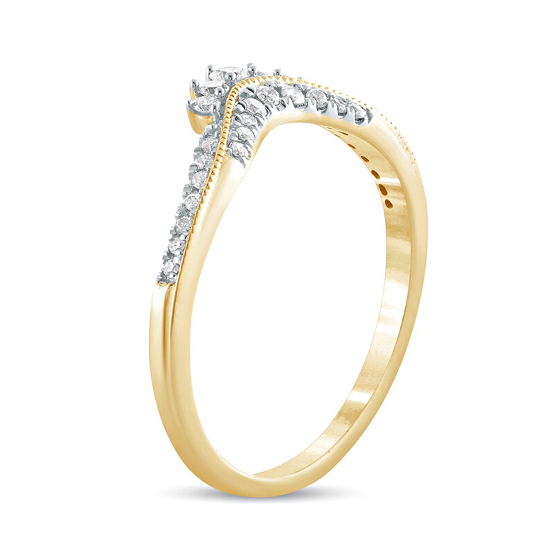Main Image 2 of 1/5 CT. T.W. Diamond Tiara Contour Vintage-Style Wedding Band in 10K Gold