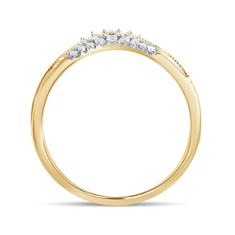 Main Image 3 of 1/5 CT. T.W. Diamond Tiara Contour Vintage-Style Wedding Band in 10K Gold