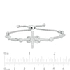 Thumbnail Image 2 of 3/8 CT. T.W. Diamond Sideways Cross with Infinity Bolo Bracelet in Sterling Silver - 9.0"