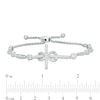 Thumbnail Image 3 of 3/8 CT. T.W. Diamond Sideways Cross with Infinity Bolo Bracelet in Sterling Silver - 9.0"