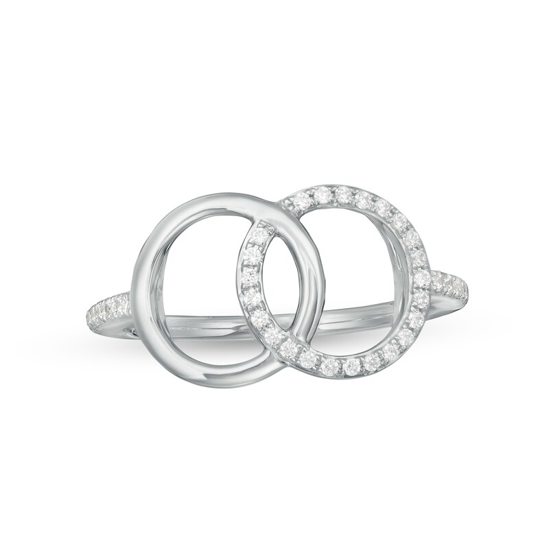 Main Image 1 of 1/5 CT. T.W. Diamond Interlocking Circles Ring in Sterling Silver