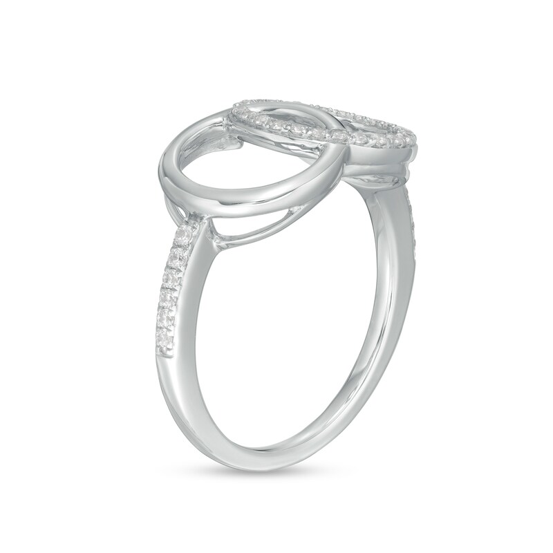 Main Image 3 of 1/5 CT. T.W. Diamond Interlocking Circles Ring in Sterling Silver