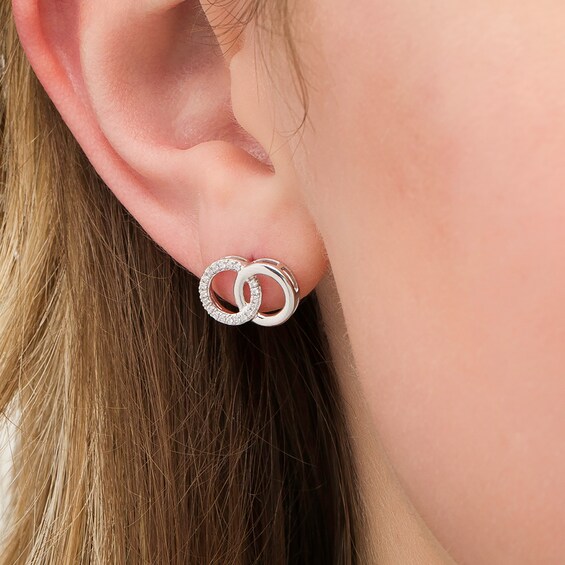 1/8 CT. T.w. Diamond Interlocking Circles Stud Earrings in Sterling Silver