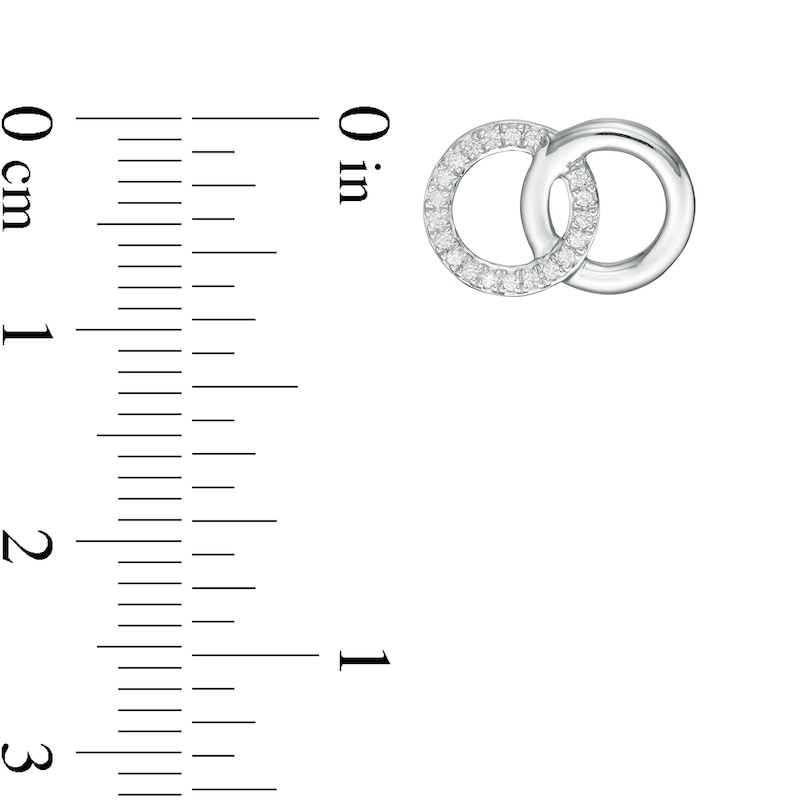 Main Image 3 of 1/8 CT. T.W. Diamond Interlocking Circles Stud Earrings in Sterling Silver