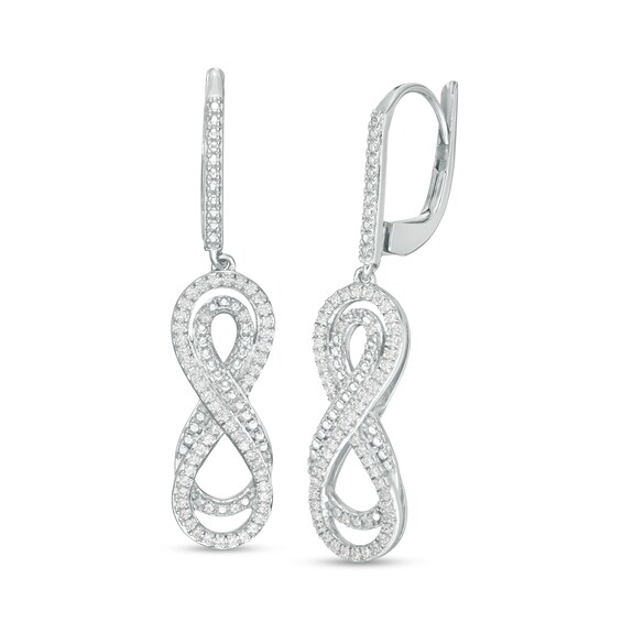 1/3 CT. T.w. Diamond Layered Infinity Drop Earrings in Sterling Silver