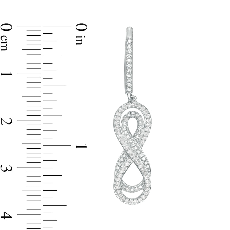 Main Image 3 of 1/3 CT. T.W. Diamond Layered Infinity Drop Earrings in Sterling Silver