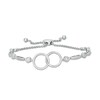 Thumbnail Image 1 of 1/4 CT. T.W. Diamond Interlocking Circles Bolo Bracelet in Sterling Silver - 9.0"