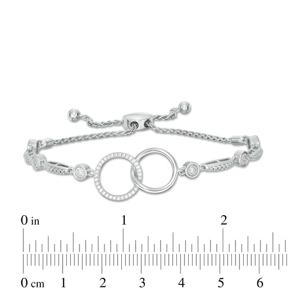 1/4 CT. T.w. Diamond Interlocking Circles Bolo Bracelet in Sterling Silver - 9.0"