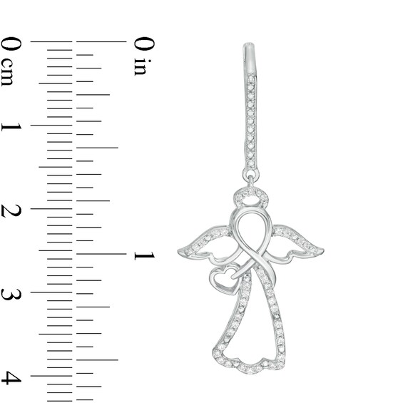1/4 CT. T.w. Diamond Infinity Angel with Heart Drop Earrings in Sterling Silver