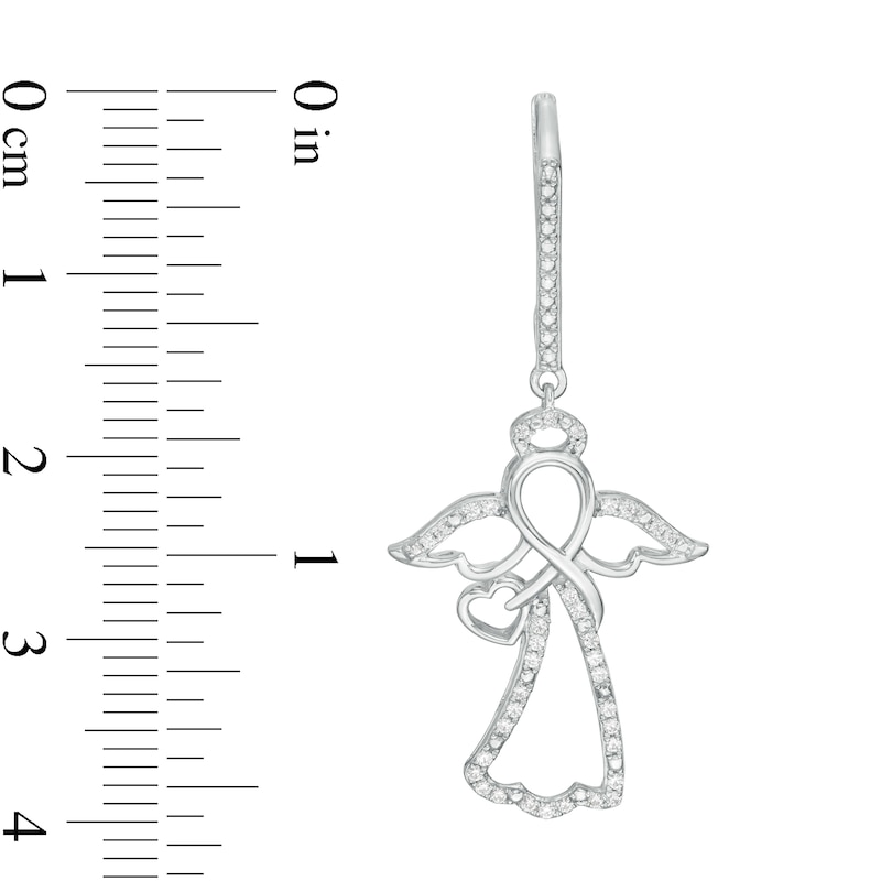 Main Image 3 of 1/4 CT. T.W. Diamond Infinity Angel with Heart Drop Earrings in Sterling Silver