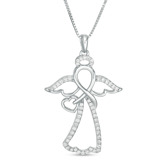 1/4 CT. T.w. Diamond Infinity Angel with Angel Drop Pendant in Sterling Silver