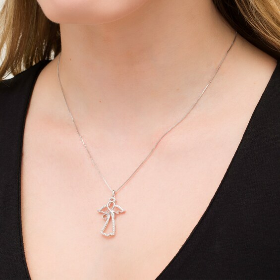 1/4 CT. T.w. Diamond Infinity Angel with Angel Drop Pendant in Sterling Silver