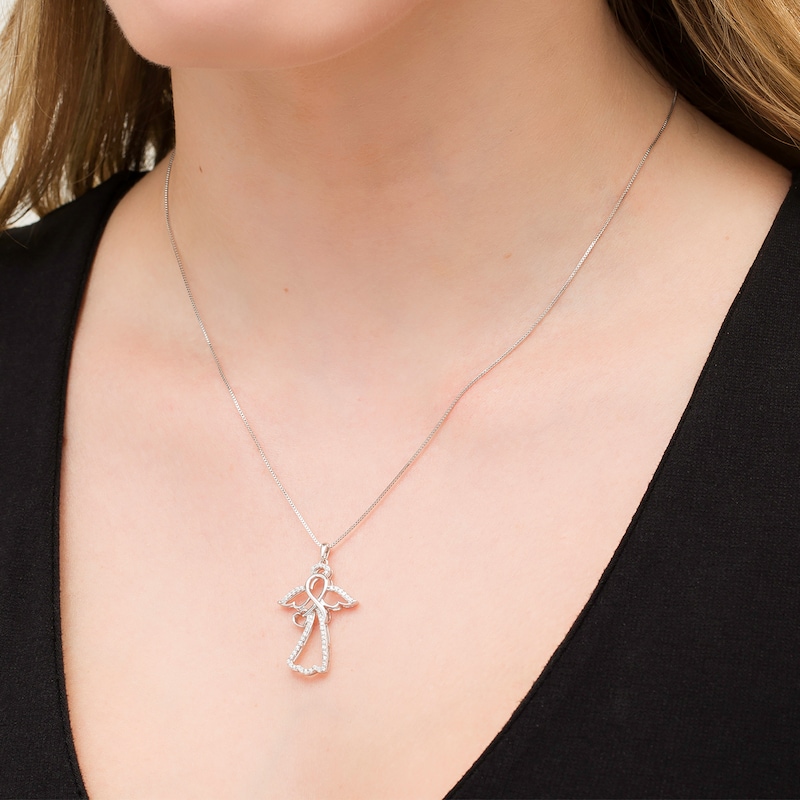 Main Image 2 of 1/4 CT. T.W. Diamond Infinity Angel with Angel Drop Pendant in Sterling Silver