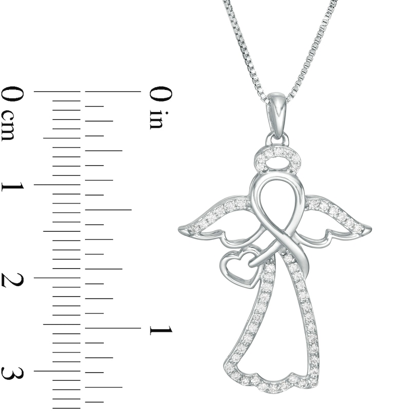 Main Image 3 of 1/4 CT. T.W. Diamond Infinity Angel with Angel Drop Pendant in Sterling Silver