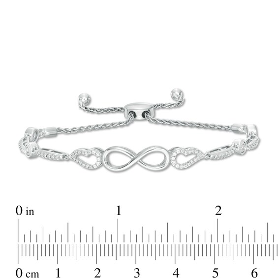 1/4 CT. T.w. Diamond Sideways Infinity Angel Wings Bolo Bracelet in Sterling Silver - 9"
