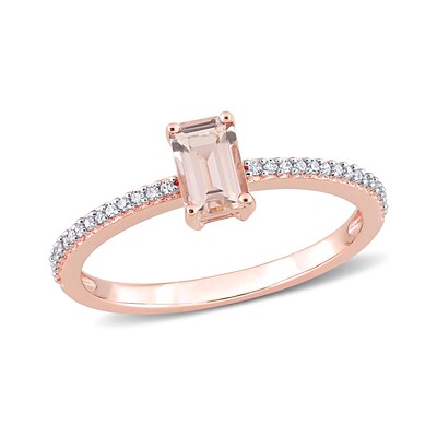 Fine 10k Yellow Gold 1 ct Emerald Cut Pink CZ Statement Ring Fine 10k Yellow Gold 1 ct Emerald Cut Pink CZ Statement Ring