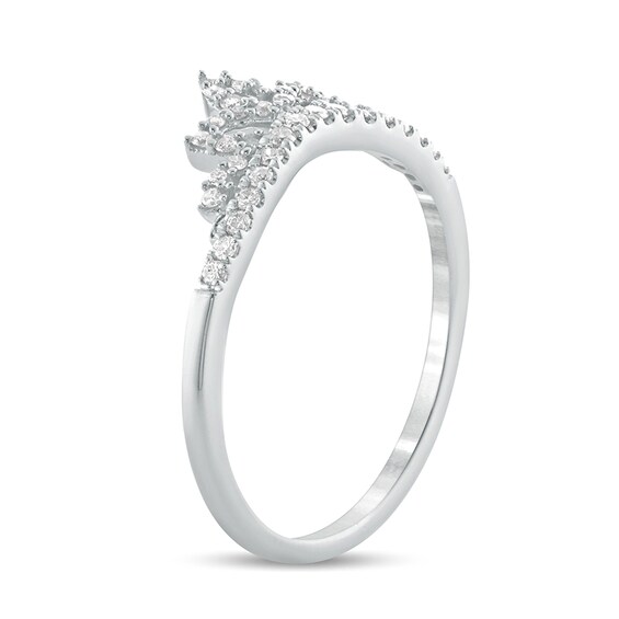 1/5 CT. T.w. Diamond Leaf Tiara Contour Wedding Band in 10K White Gold
