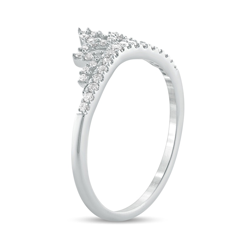 Main Image 2 of 1/5 CT. T.W. Diamond Leaf Tiara Contour Wedding Band in 10K White Gold
