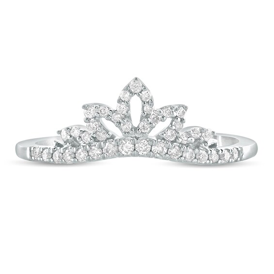 1/5 CT. T.w. Diamond Leaf Tiara Contour Wedding Band in 10K White Gold