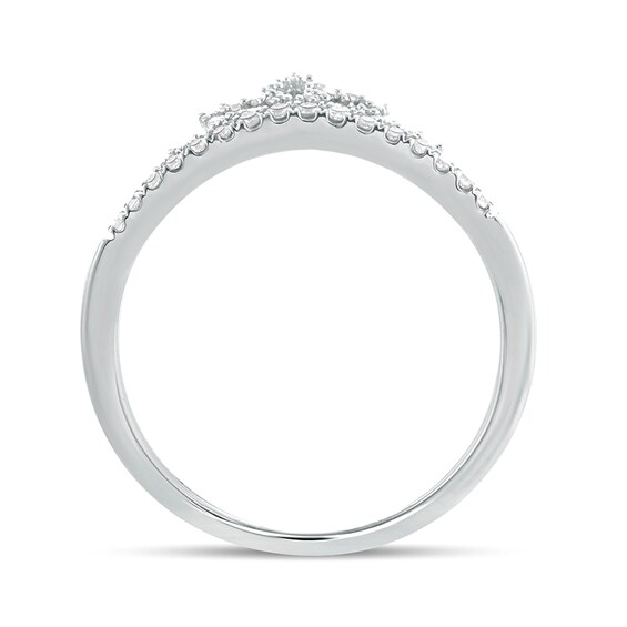 1/5 CT. T.w. Diamond Leaf Tiara Contour Wedding Band in 10K White Gold