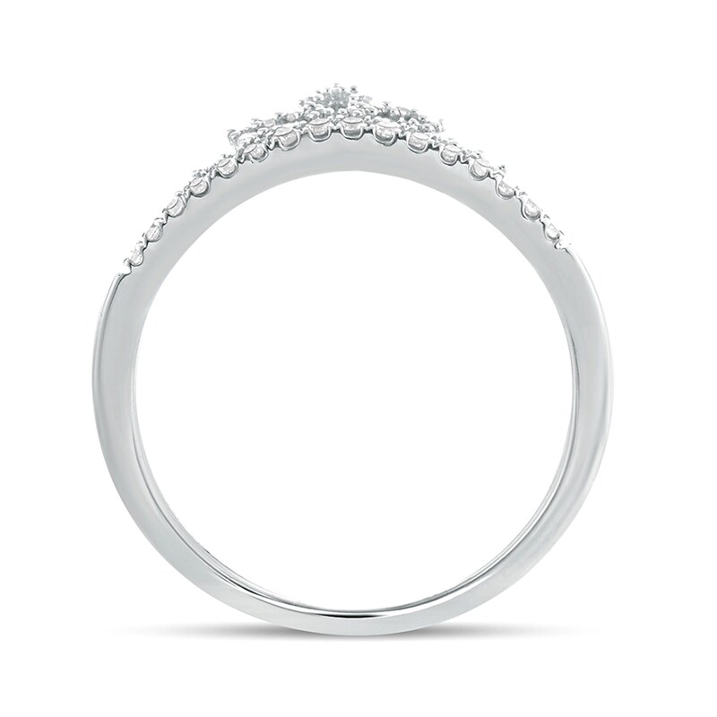 Main Image 4 of 1/5 CT. T.W. Diamond Leaf Tiara Contour Wedding Band in 10K White Gold